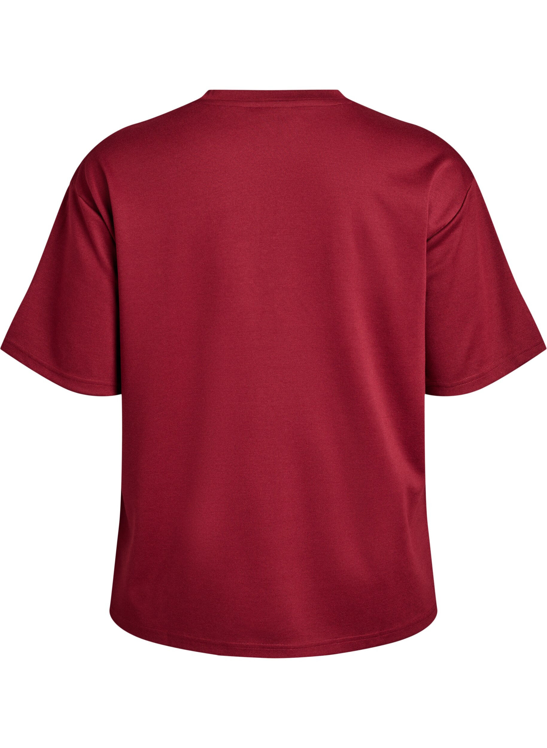 ZizziT-shirt met strass-steentjes en ronde hals, Donker Bordeaux, Packshot image number 1