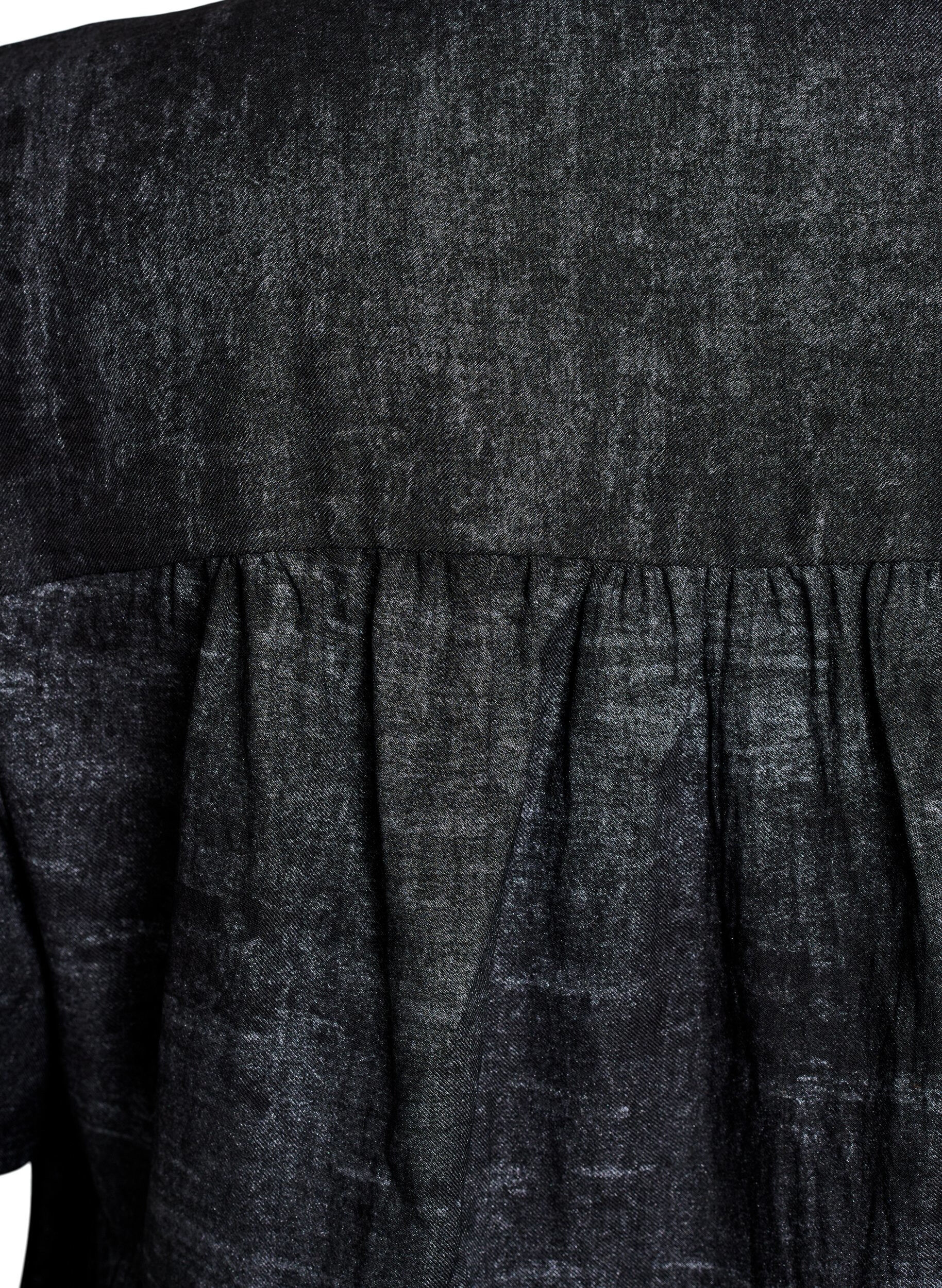 Zizzi Losse blouse met kraag en knopen, Zwart, Packshot image number 3