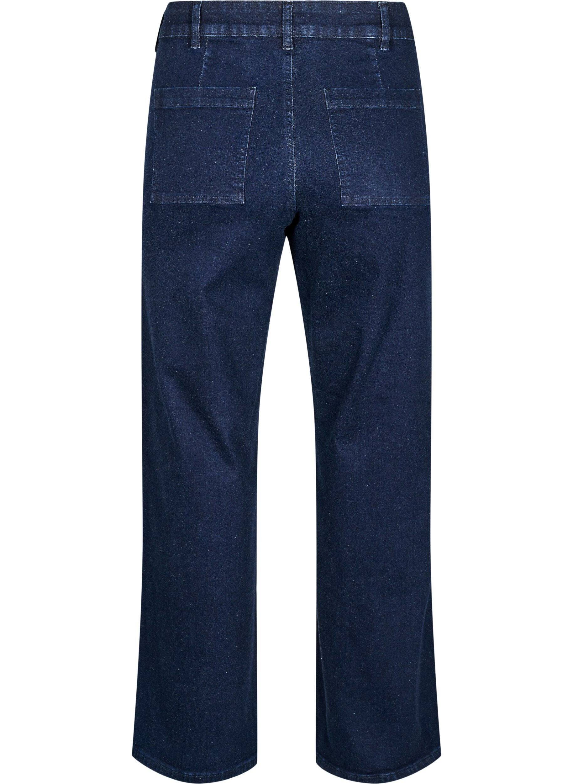 Zizzi Jeans met hoge taille en wijde pijpen, Blauw, Packshot image number 1