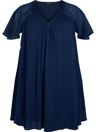 Losse jurk met korte mouwen, Navy Blazer, Packshot image number 0
