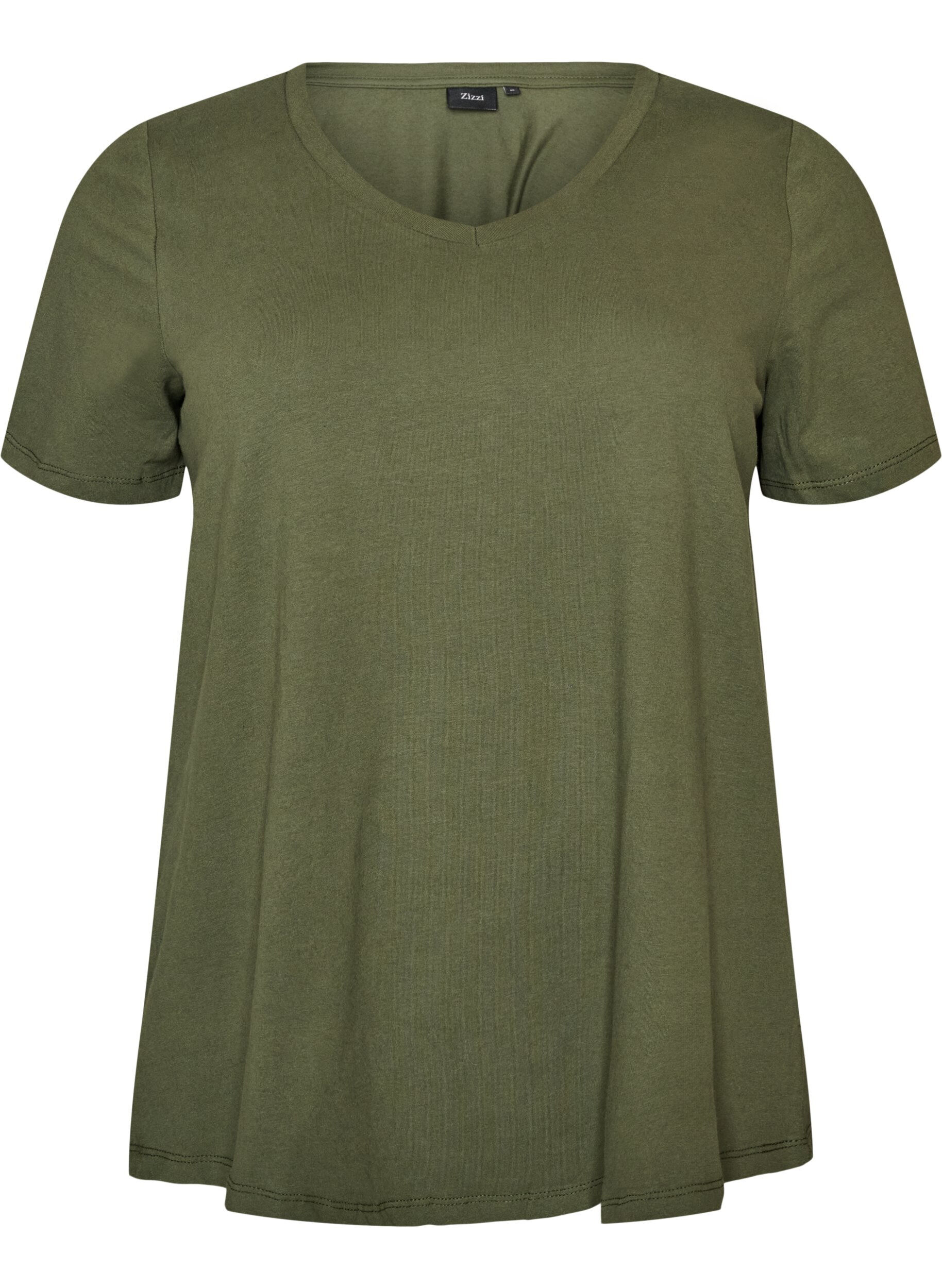 ZizziEffen basic T-shirt van katoen, Groen, Packshot image number 0