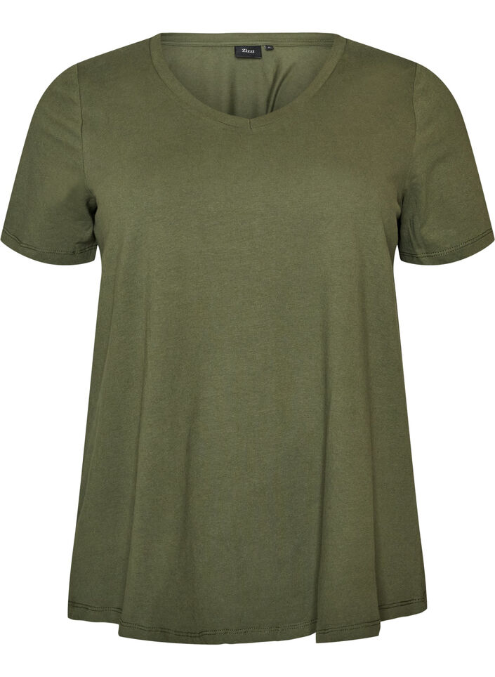 Effen basic T-shirt van katoen, Groen, Packshot image number 0