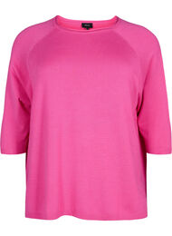 Gebreide blouse van viscose met 3/4 mouwen, Raspberry Rose