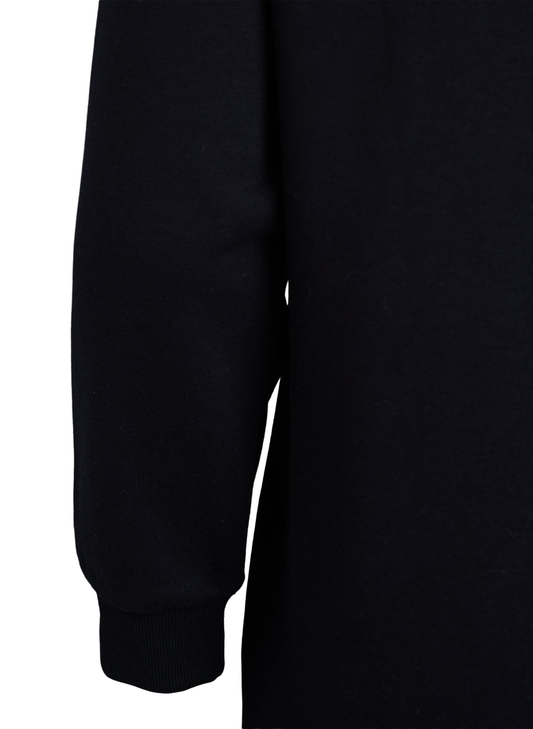 Zizzi Korte sweatshirtjurk met een hoge hals, Zwart, Packshot image number 3