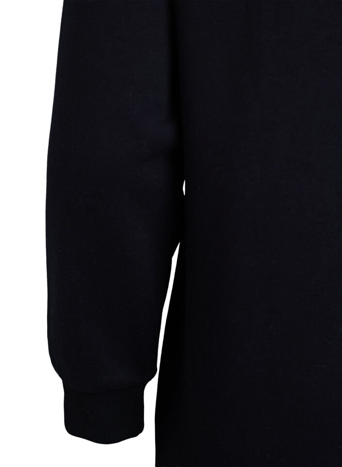 Korte sweatshirtjurk met een hoge hals, Zwart, Packshot image number 3