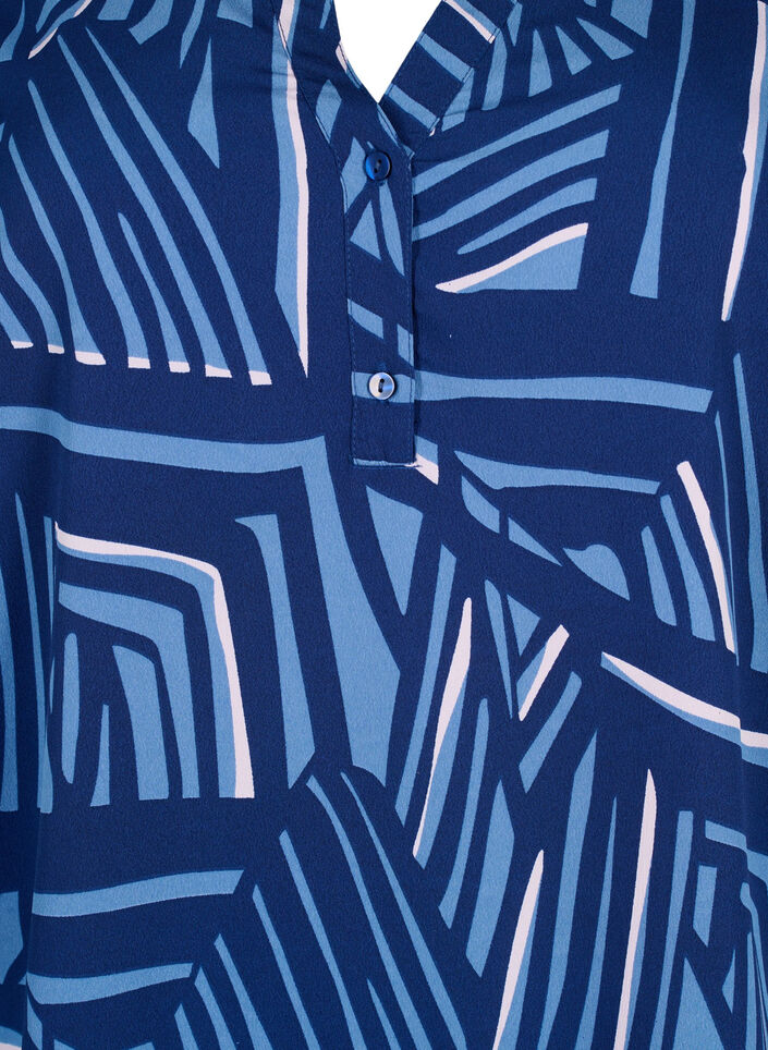 FLASH - Blouse met lange mouwen en print, Medieval Blue AOP, Packshot image number 2