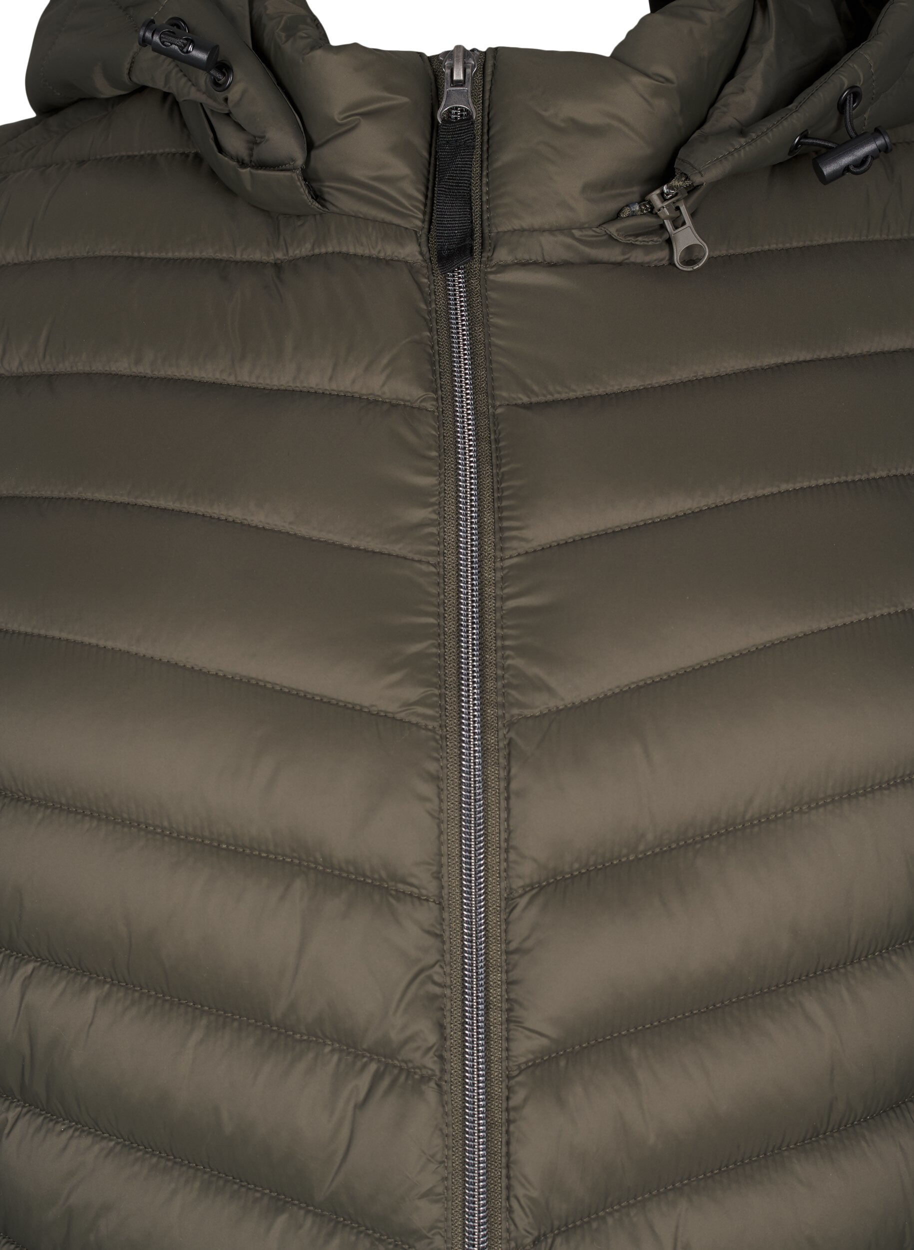 Zizzi Lichtgewicht jas met zakken en afneembare capuchon, Groen, Packshot image number 2