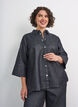 Denimshirt met glitterdraad en 3/4-mouwen, Grijs, Model image number 0