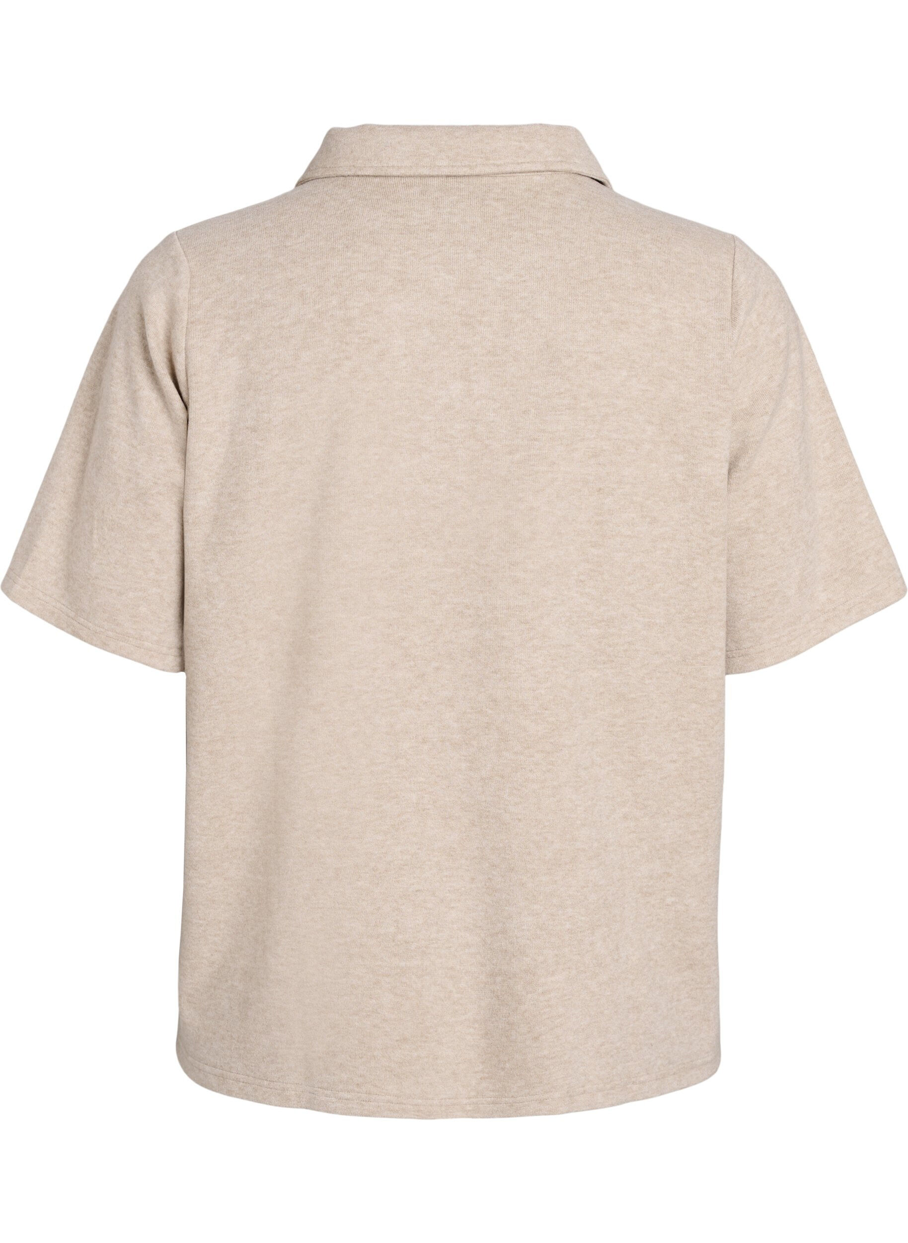 Zizzi Jerseyblouse met kraag en korte mouwen, Bruin, Packshot image number 1