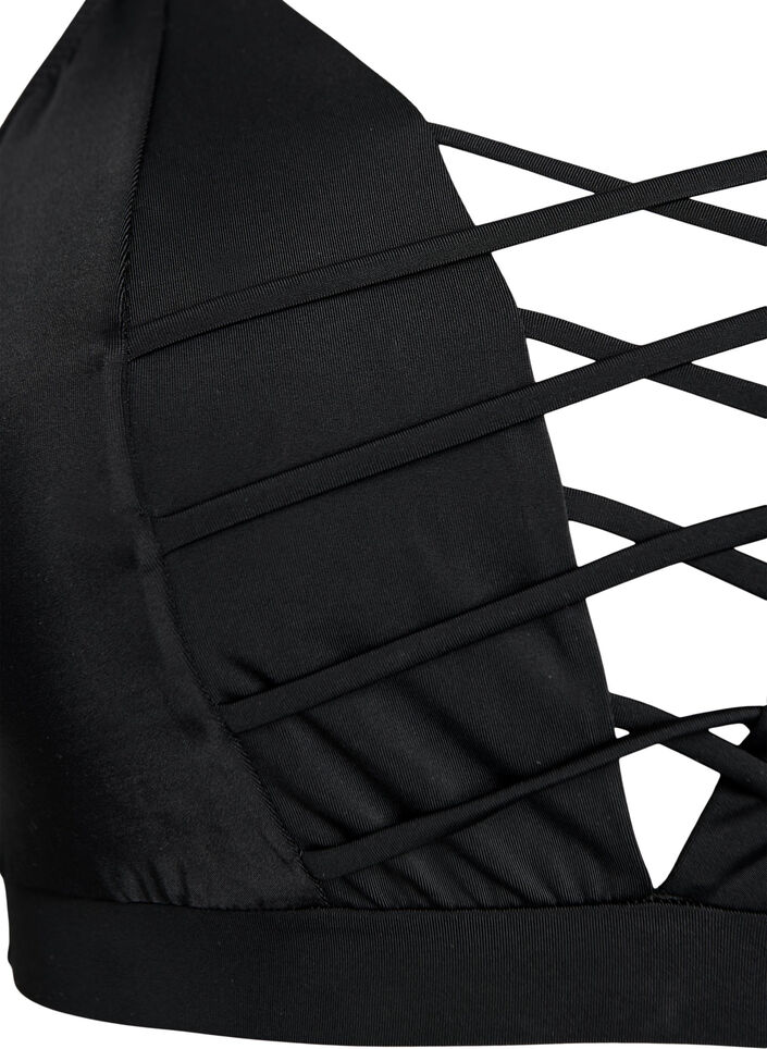 Bikinitop met stringdetail, Zwart, Packshot image number 2