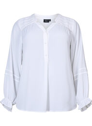 Blouse met lange mouwen en knoopsluiting, Bright White