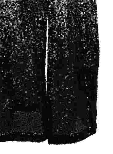 Paillettenjurk met lange mouwen en split, Silver Black, Packshot image number 3