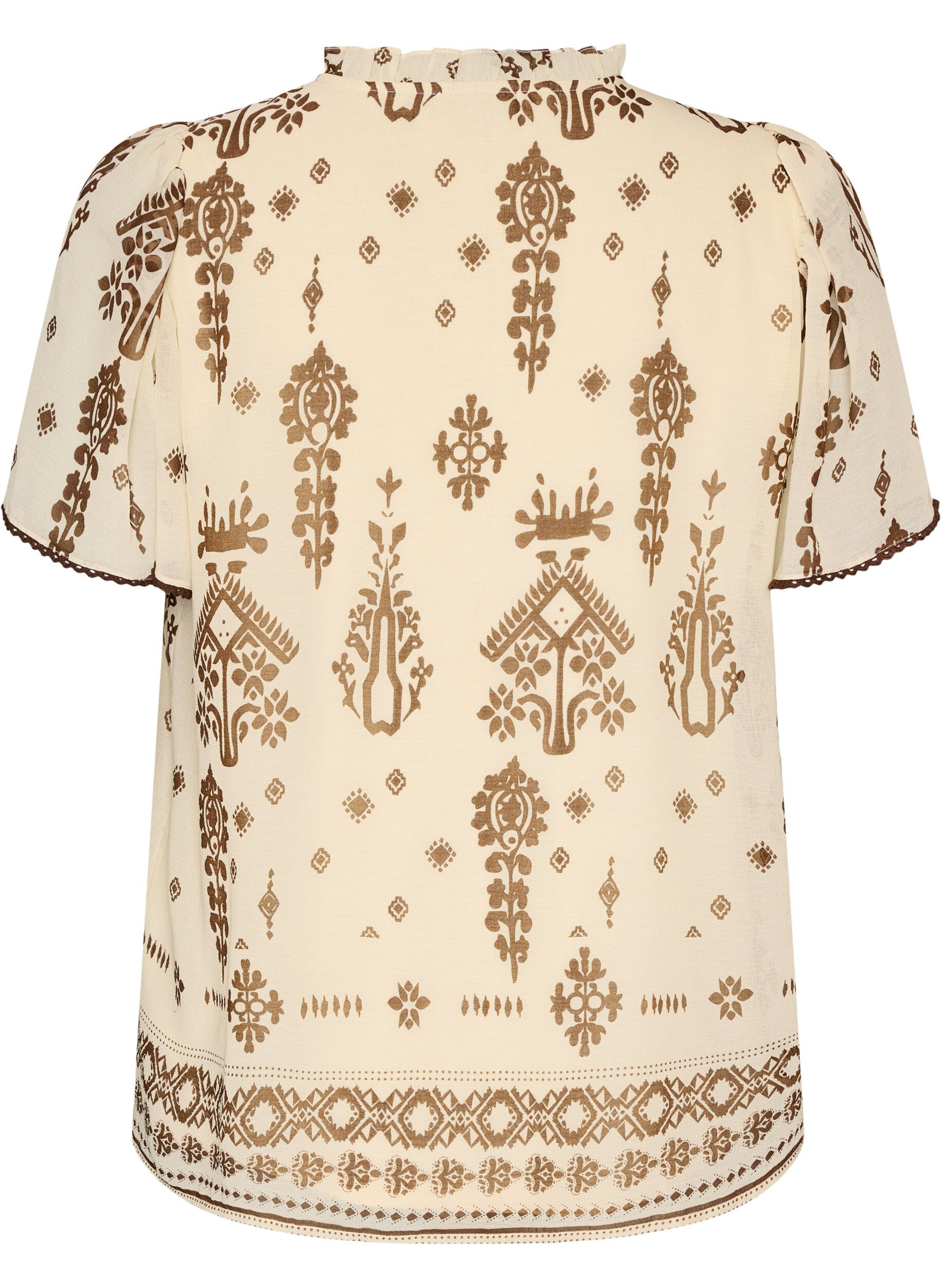 ZizziBlouse met patroon en gehaakte afwerking, Beige, Packshot image number 1