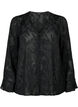 Lange mouw shirt met jacquard look, Black, Packshot image number 0
