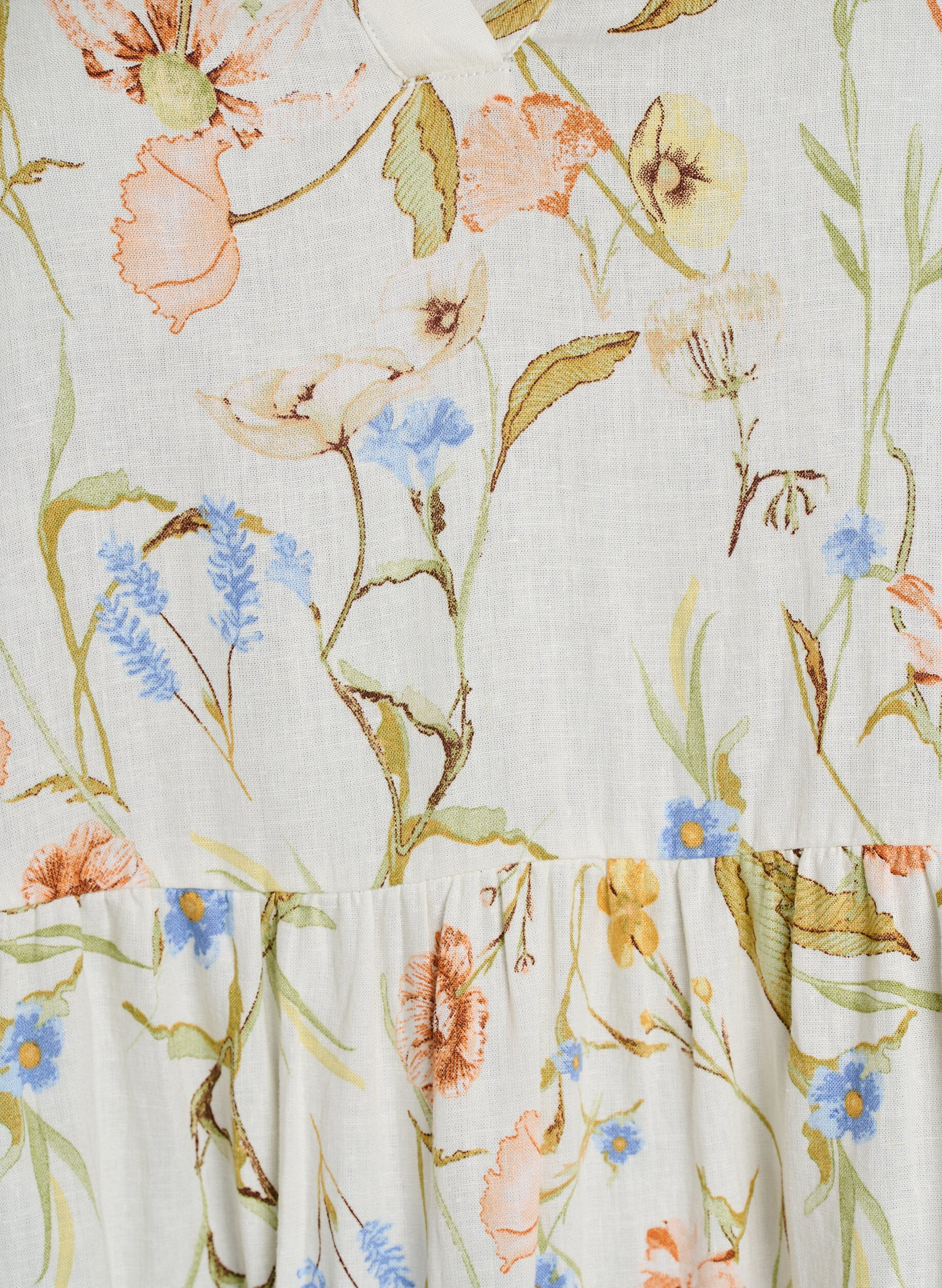 Zizzi Knielange A-lijn jurk in linnen en viscose, Vanille, Packshot image number 2