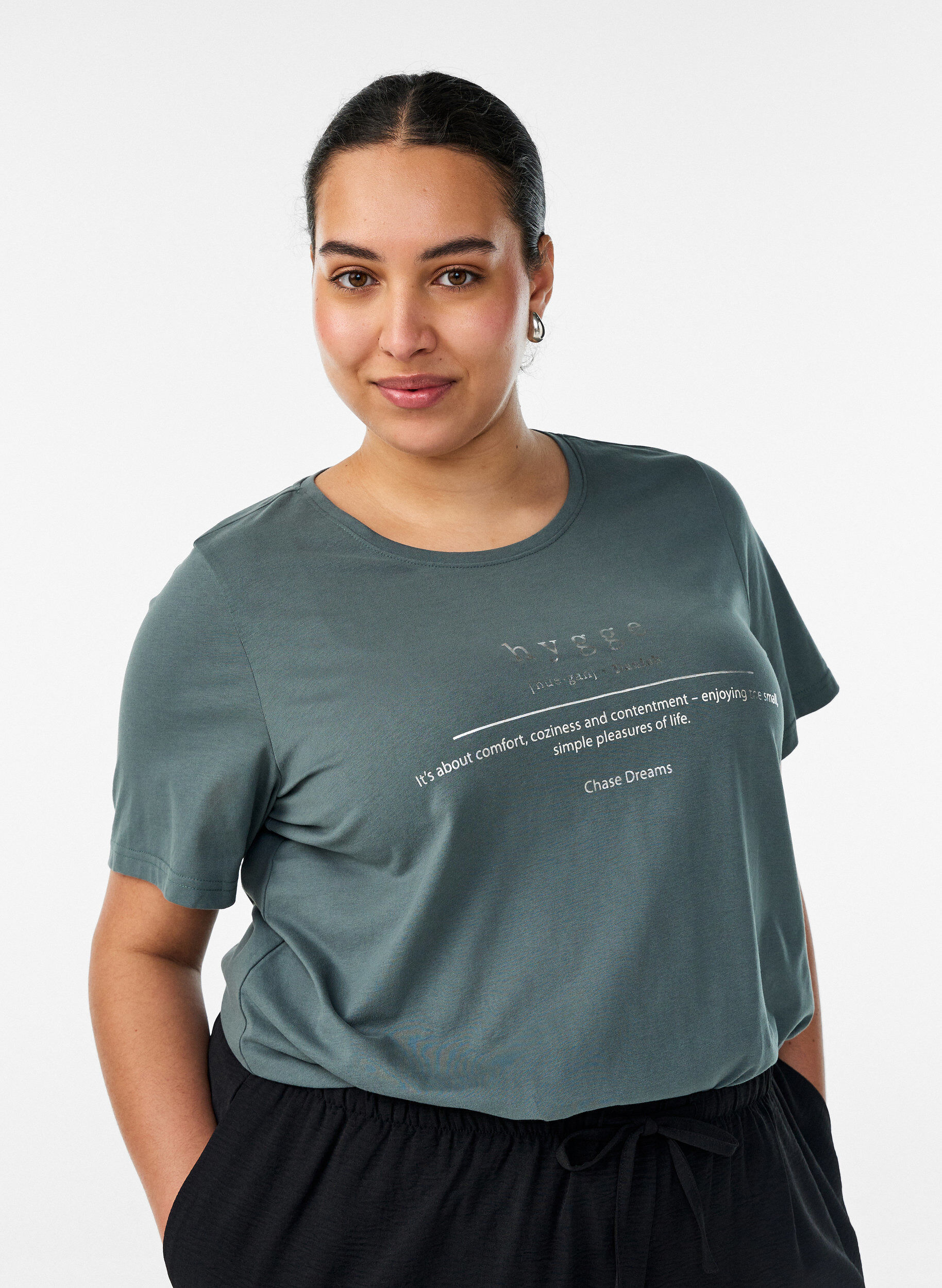 ZizziT-shirt met motief, Groen, Model image number 0
