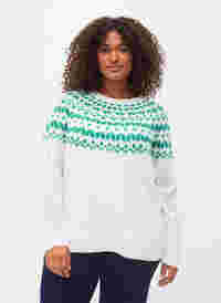 Gebreide blouse met jacquardpatroon, Jolly Green Comb, Model