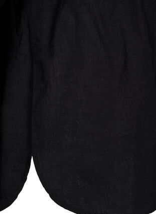 Shirt blouse met knoopsluiting van katoen-linnenmix, Black, Packshot image number 3