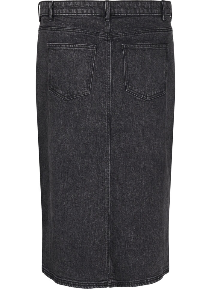 Denim rok met split aan de voorkant, Dark Grey Denim, Packshot image number 1