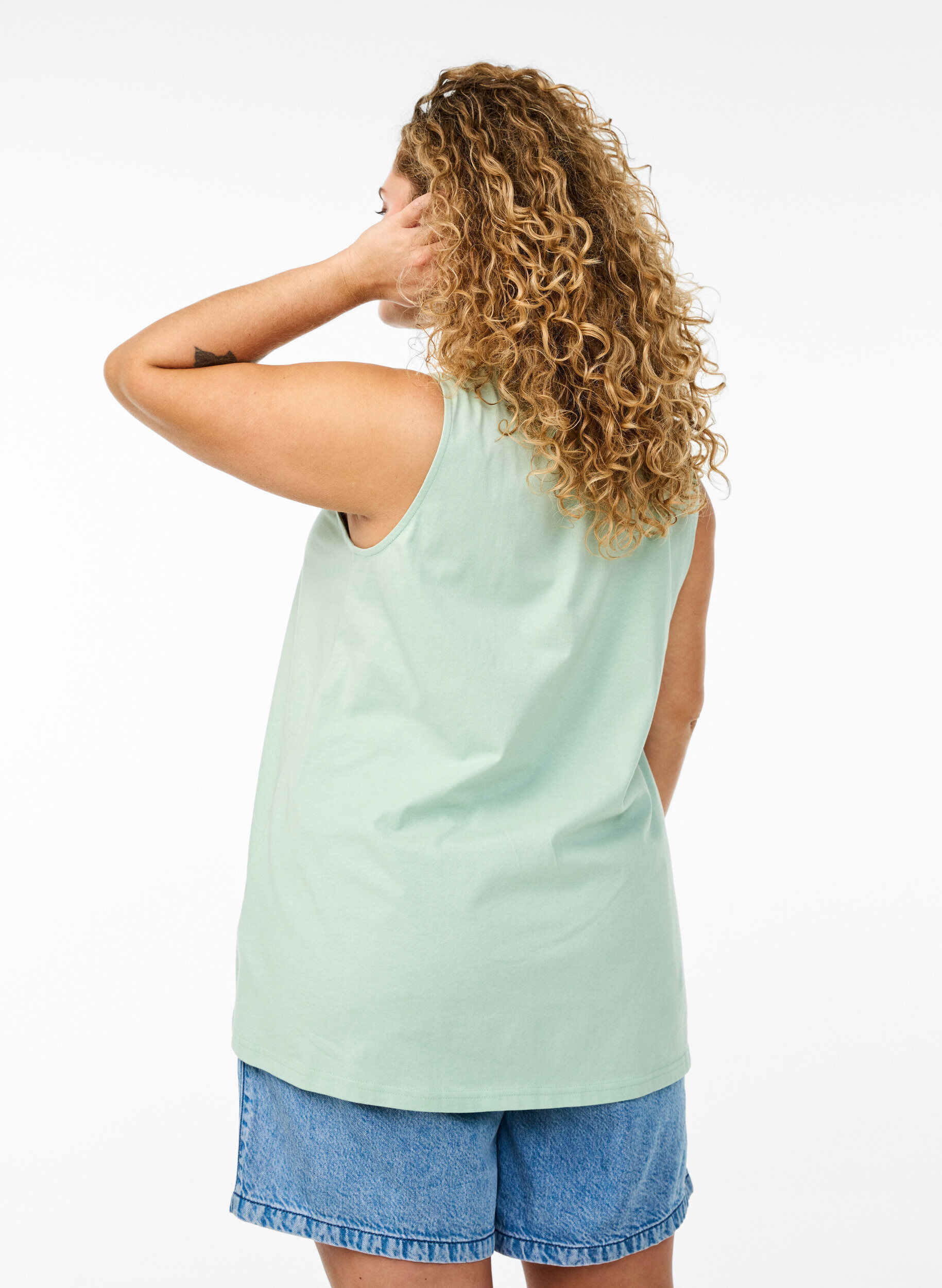 ZizziKatoenen top met a-vorm, Groen, Model image number 2