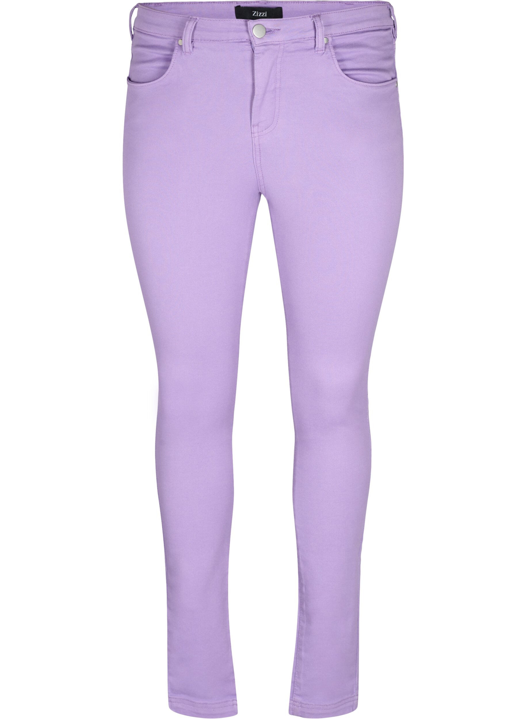 Zizzi Amy jeans met hoge taille en super slanke pasvorm, Chalk Violet, Packshot image number 0