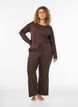 Pyjamabroek van biologisch katoen met gaatjesborduurwerk, Bruin, Model image number 0