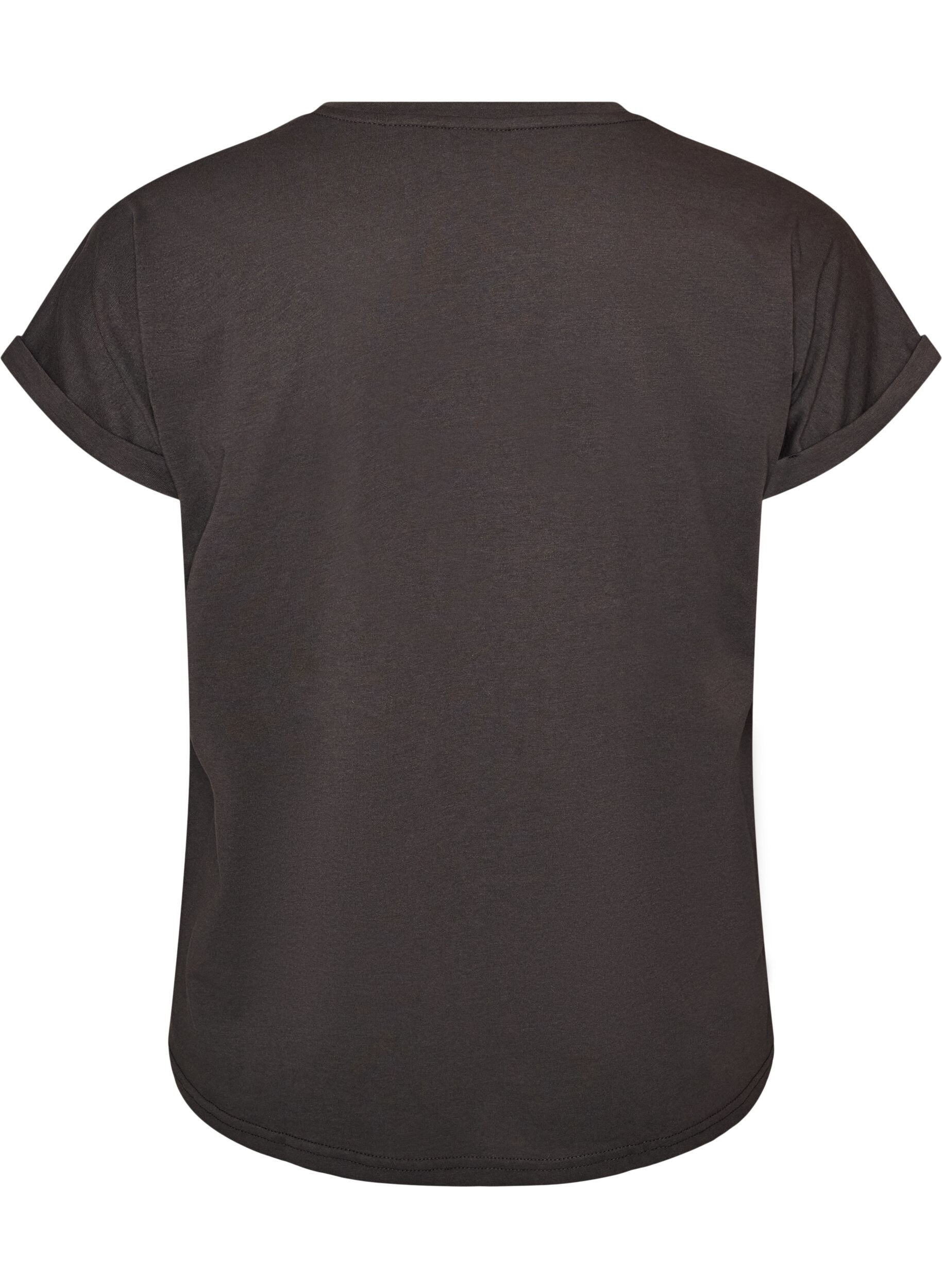 ZizziT-shirt met decoratieve print aan de voorkant, Grijs, Packshot image number 1