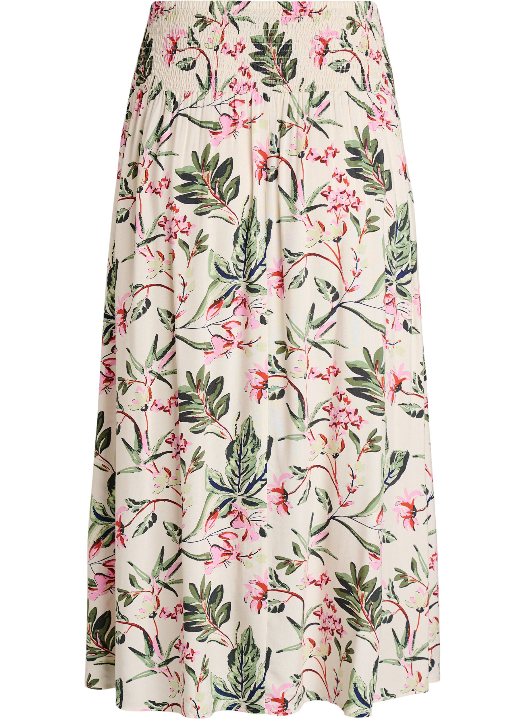 Zizzi Viscose maxi-rok met smock, Vanille, Packshot image number 1