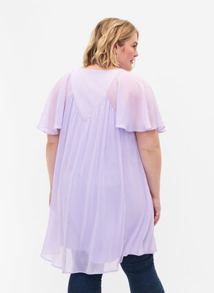 Losse jurk met korte mouwen, Purple Heather, Model image number 1