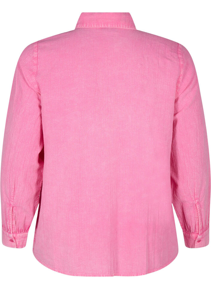 Denim overhemd in effen kleur, Pink Power, Packshot image number 1