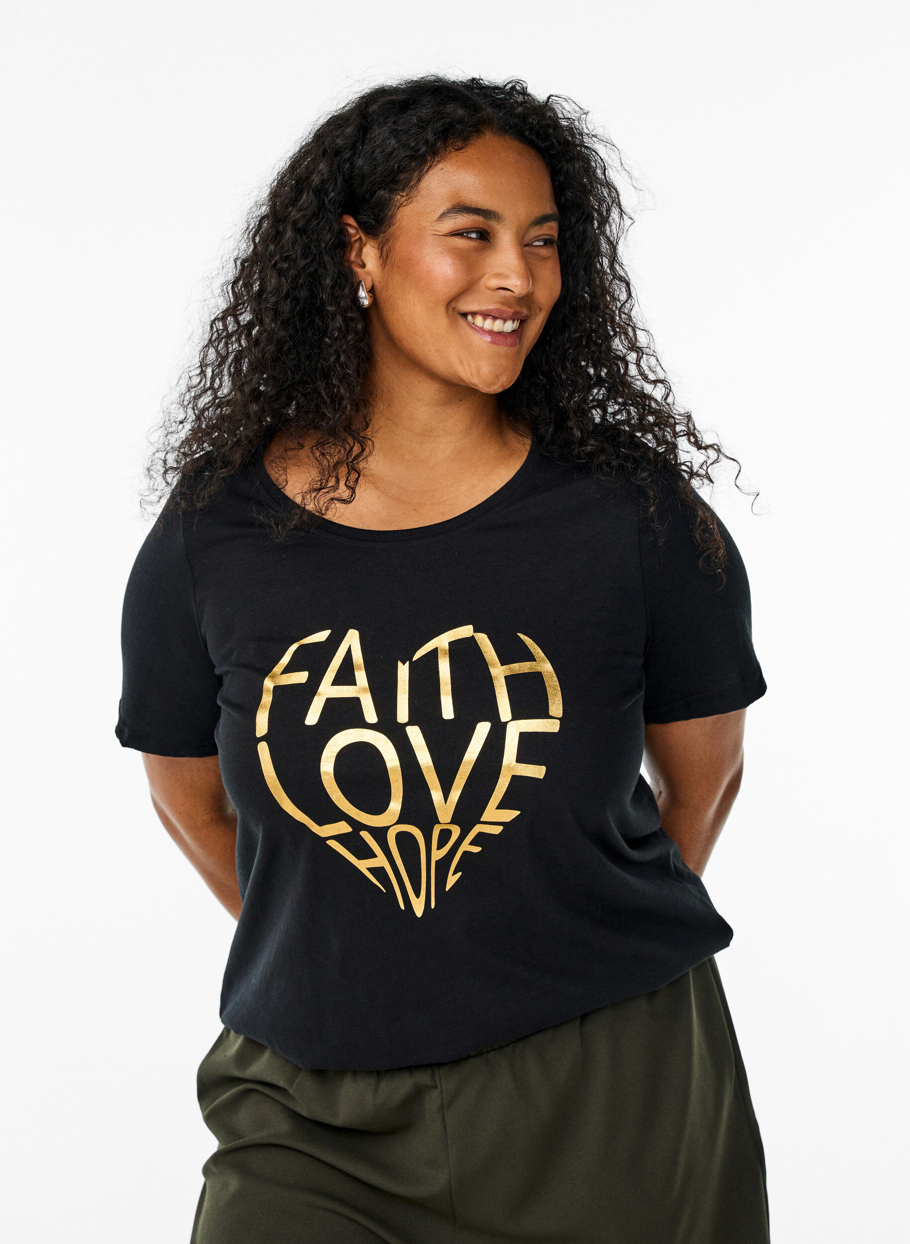 Zizzi FLASH - T-shirt met motief, Zwart, Model image number 0