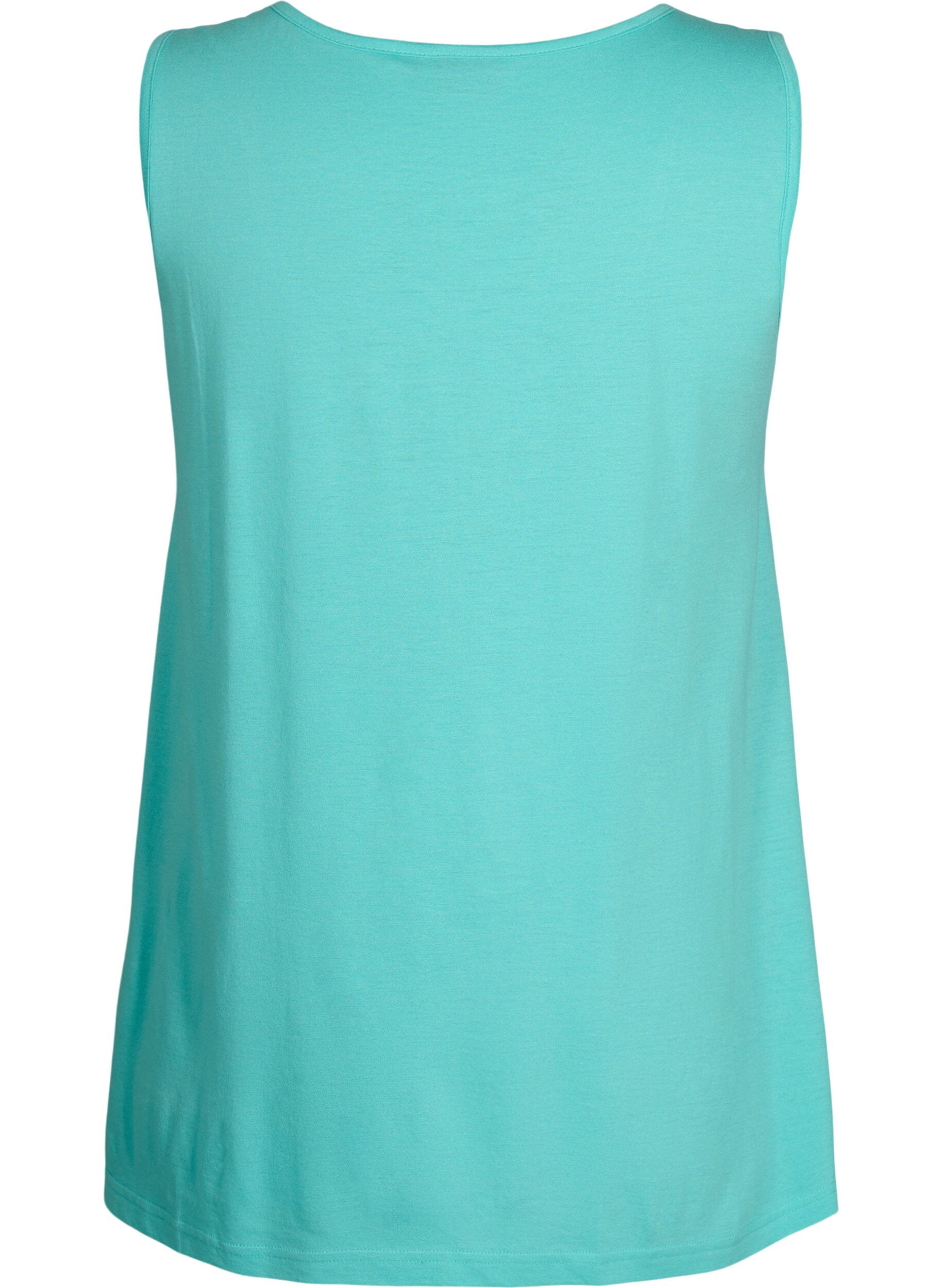 Zizzi Top met a-vorm en ronde hals, Turquoise, Packshot image number 1