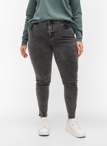Super slim Amy jeans met hoge taille, Grey Denim, Model image number 2