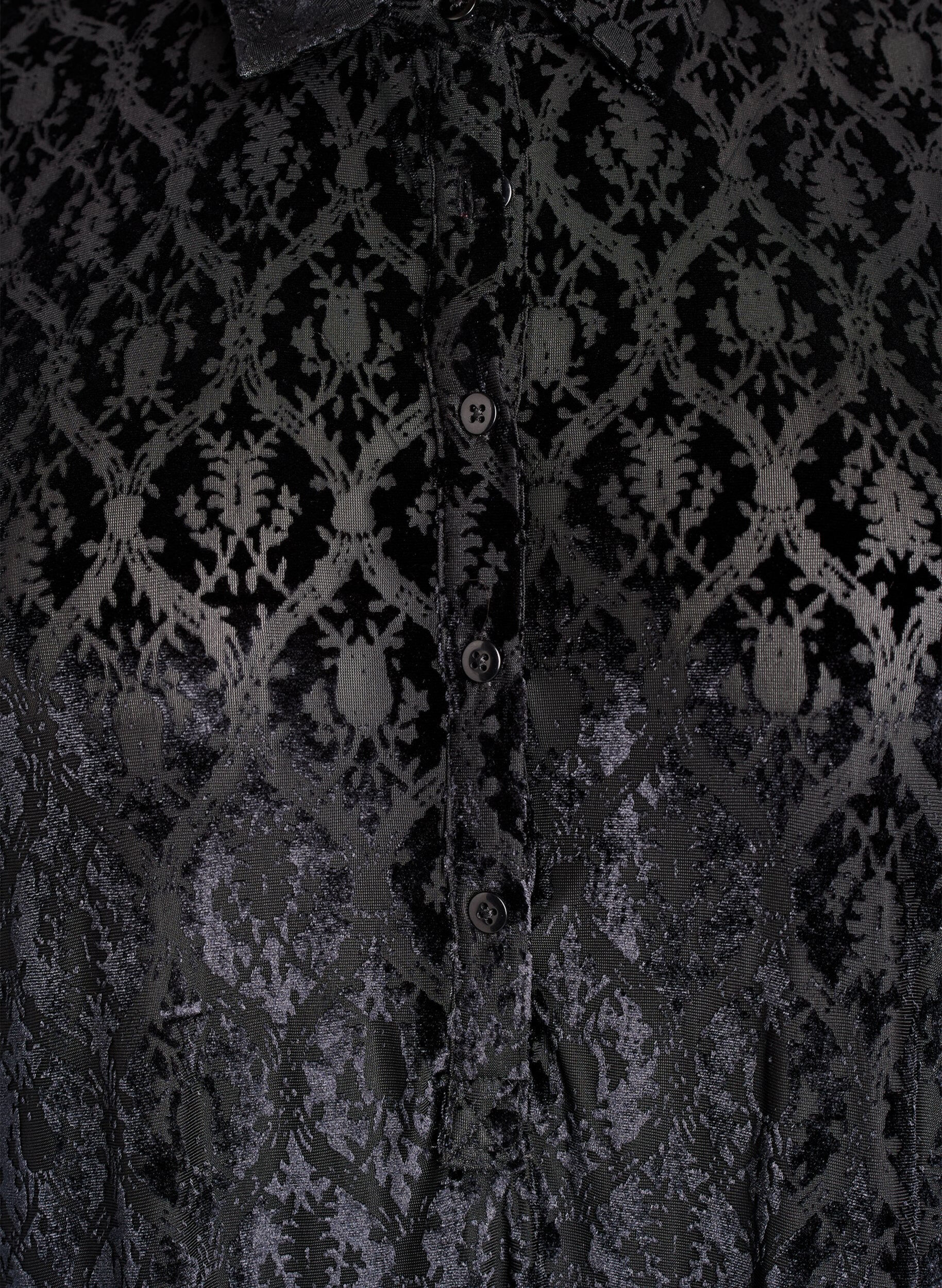 Zizzi Korte jurk met velours patroon, Zwart, Packshot image number 2