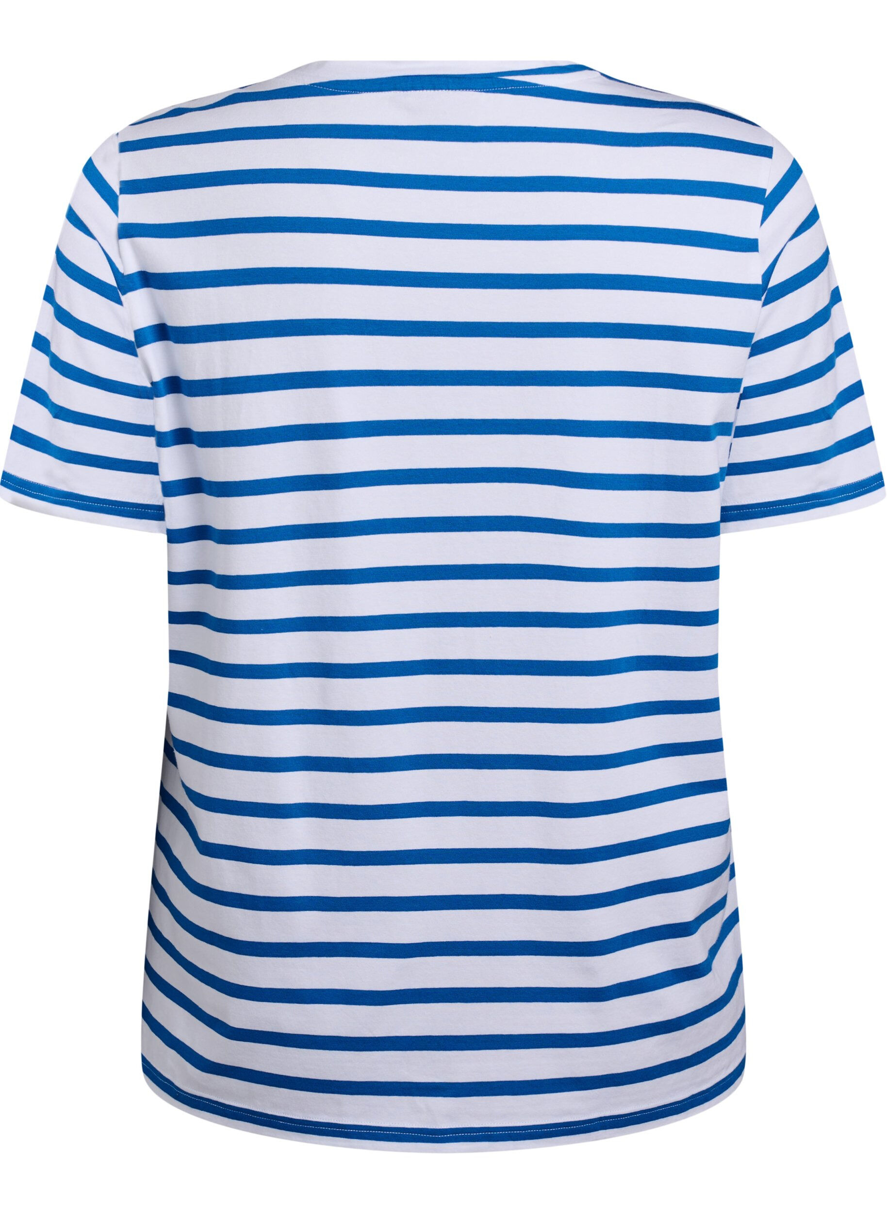 Zizzi Gestreept T-shirt van biologisch katoen, Blauw, Packshot image number 1