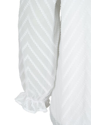 Blouse met lange mouwen en lintdetails, Bright White, Packshot image number 3