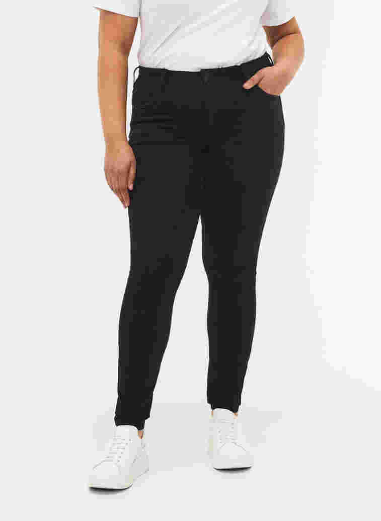 super slim fit Amy jeans met hoge taille, Black, Model image number 2