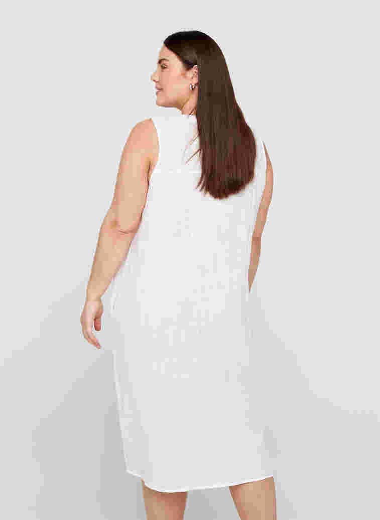 Mouwloze jurk in katoen, White, Model image number 1