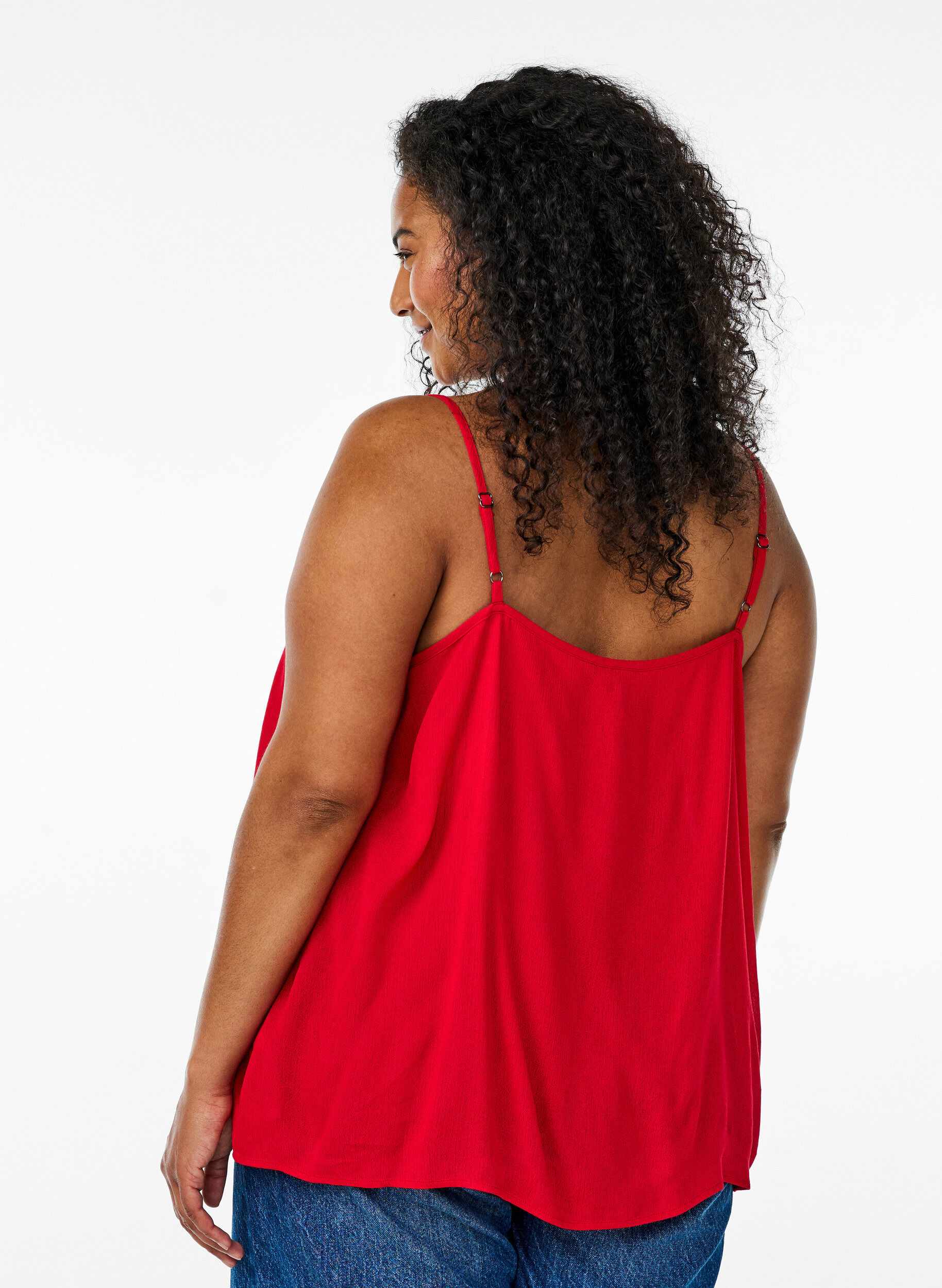 Zizzi Strap top in viscose, Rood, Model image number 2