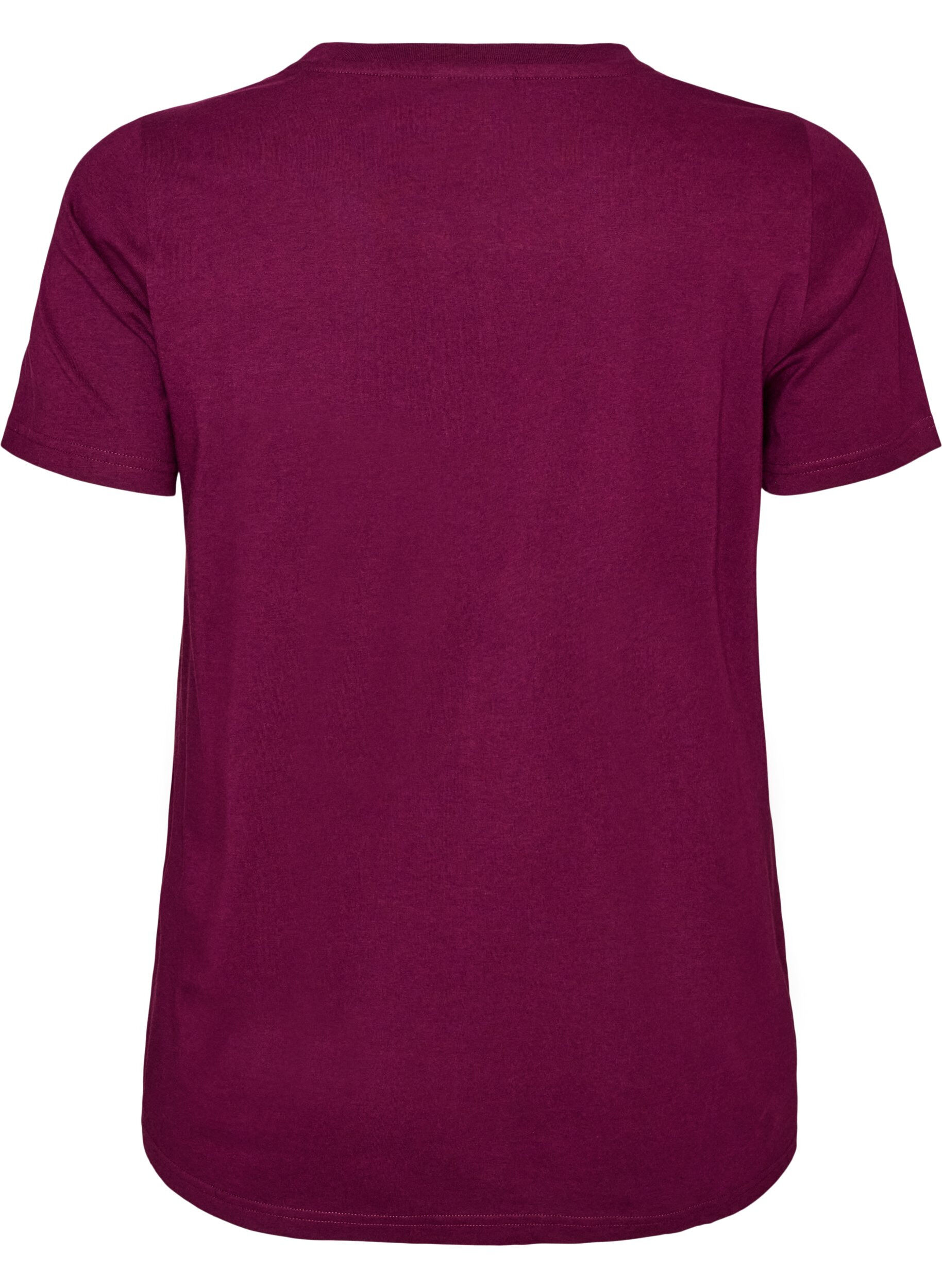 ZizziT-shirt van biologisch katoen met velourstekst, Paars, Packshot image number 1