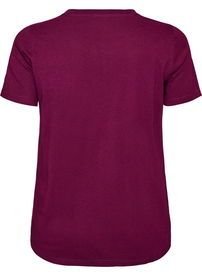 T-shirt van biologisch katoen met velourstekst, Paars, Packshot image number 1