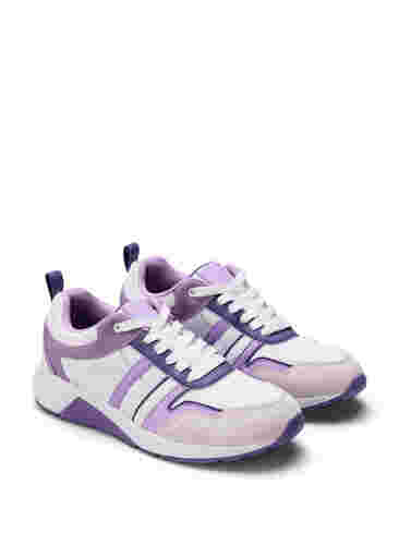 Sneakers met brede pasvorm, White Purple, Packshot image number 1