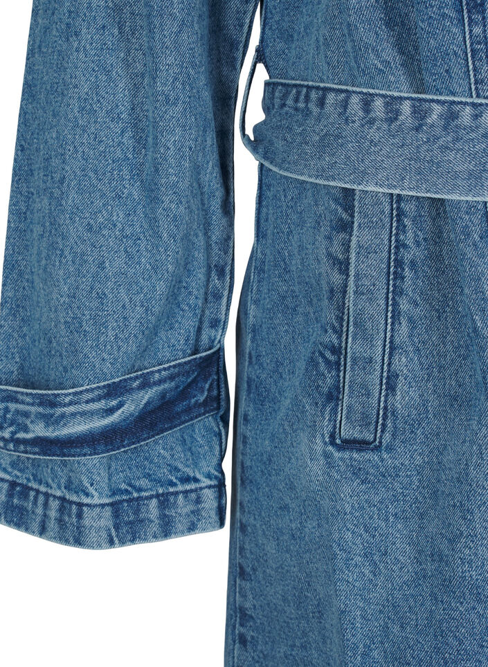 Denim trenchcoat met riem, Blue Denim, Packshot image number 2
