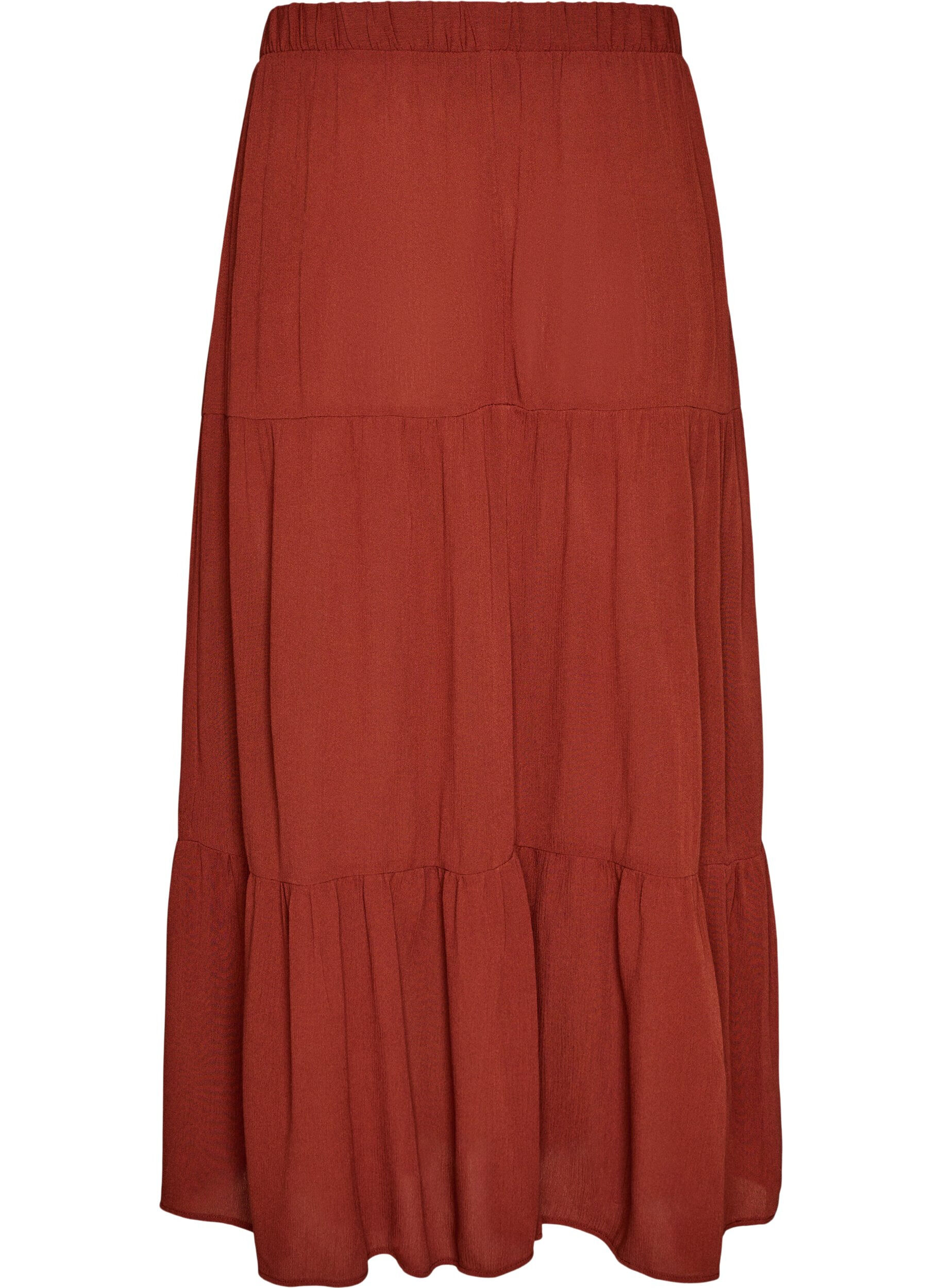 ZizziLange rok met elastiek in de taille, Rood, Packshot image number 1
