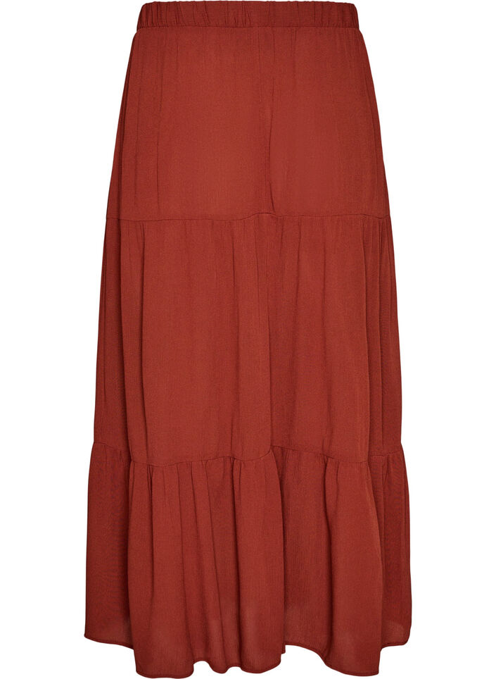 Lange rok met elastiek in de taille, Rood, Packshot image number 1