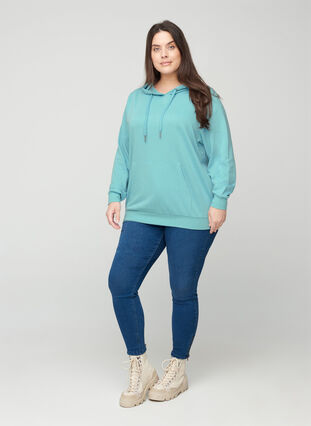 Sweatshirt met capuchon en zak, Cameo Blue, Model image number 2