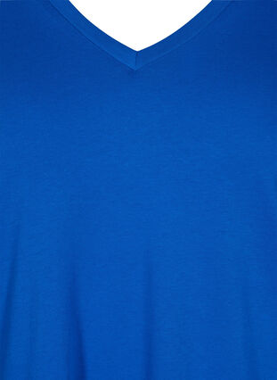 T-shirt in biologisch katoen met v-hals, Princess Blue, Packshot image number 2