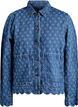 Denimjack met een versleten patroon, Blauw, Packshot image number 0