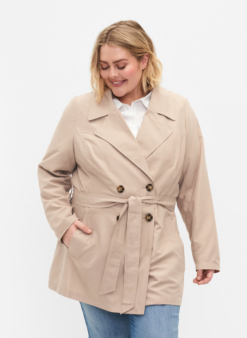 Trenchcoat met riem en zakken, Nomad, Model image number 0