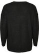 Lange ribgebreide blouse met V-hals, Zwart, Packshot image number 1